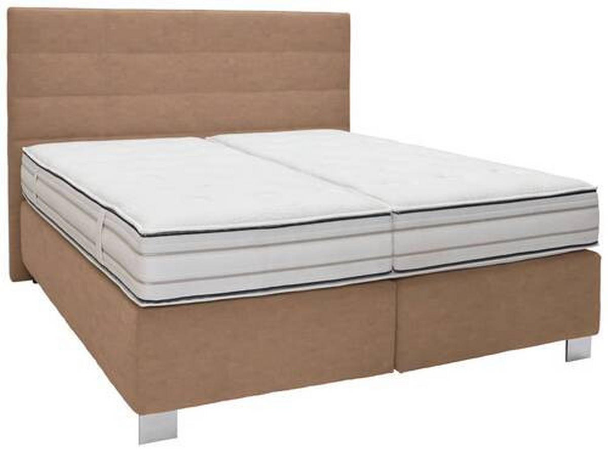 BOXSPRINGBETT 180/200 cm  in Sandfarben  - Sandfarben/Alufarben, KONVENTIONELL, Holzwerkstoff/Textil (180/200cm) - Dieter Knoll