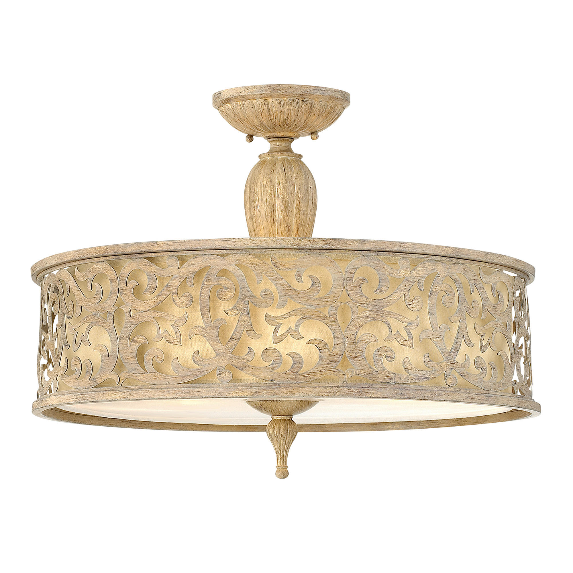 DECKENLEUCHTE  52.1/38.1 cm    - Champagner, Natur, Glas/Textil (52.1/38.1cm) - Elstead Lighting