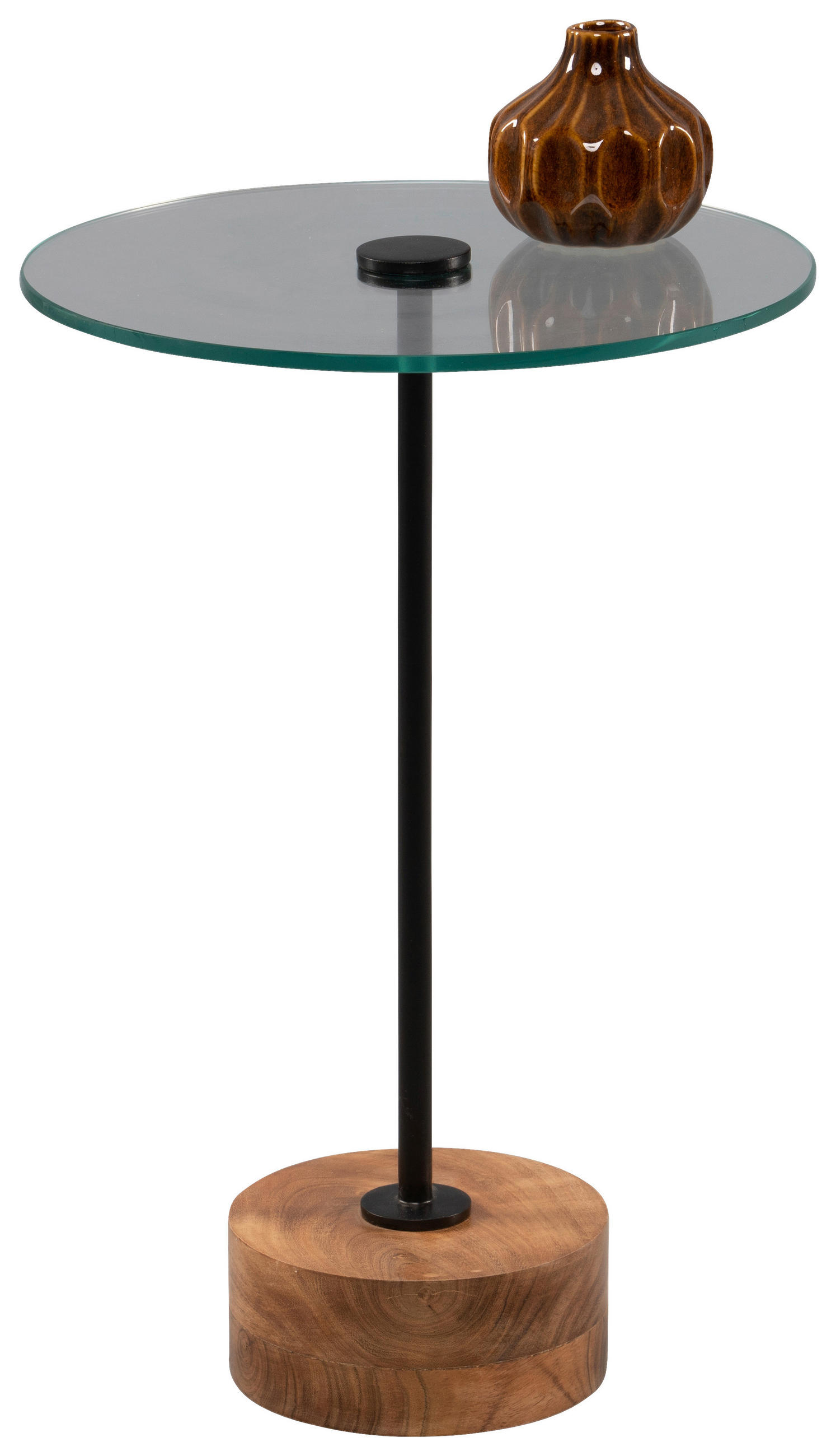 BEISTELLTISCH in Holz, Metall, Glas 35/35/53 cm  - Schwarz/Akaziefarben, Basics, Glas/Holz (35/35/53cm)