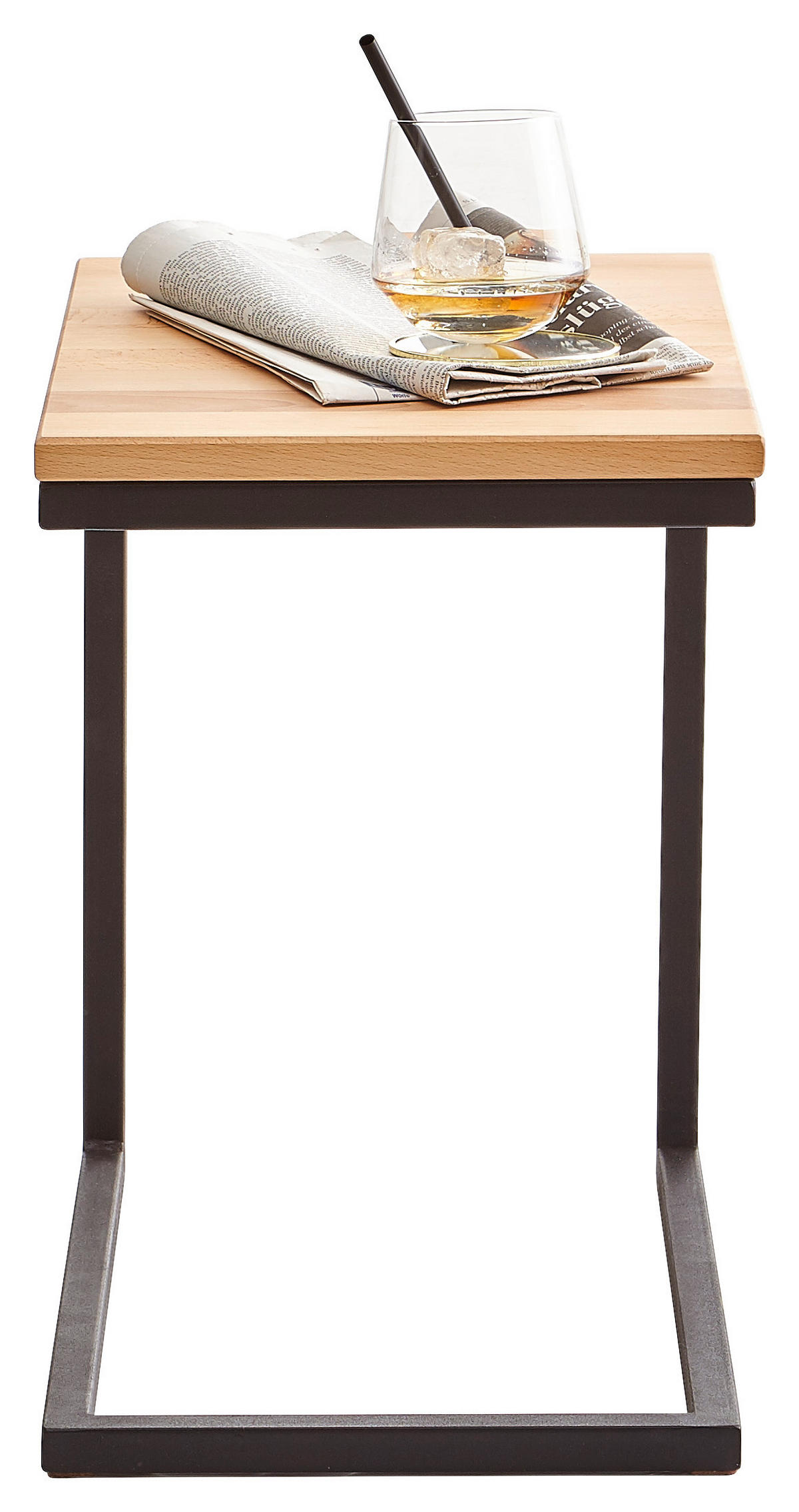 BEISTELLTISCH 30/45/45 cm Kernbuche massiv Schwarz, Buchefarben rechteckig  - Buchefarben/Schwarz, Natur, Holz/Metall (30/45/45cm) - Xora