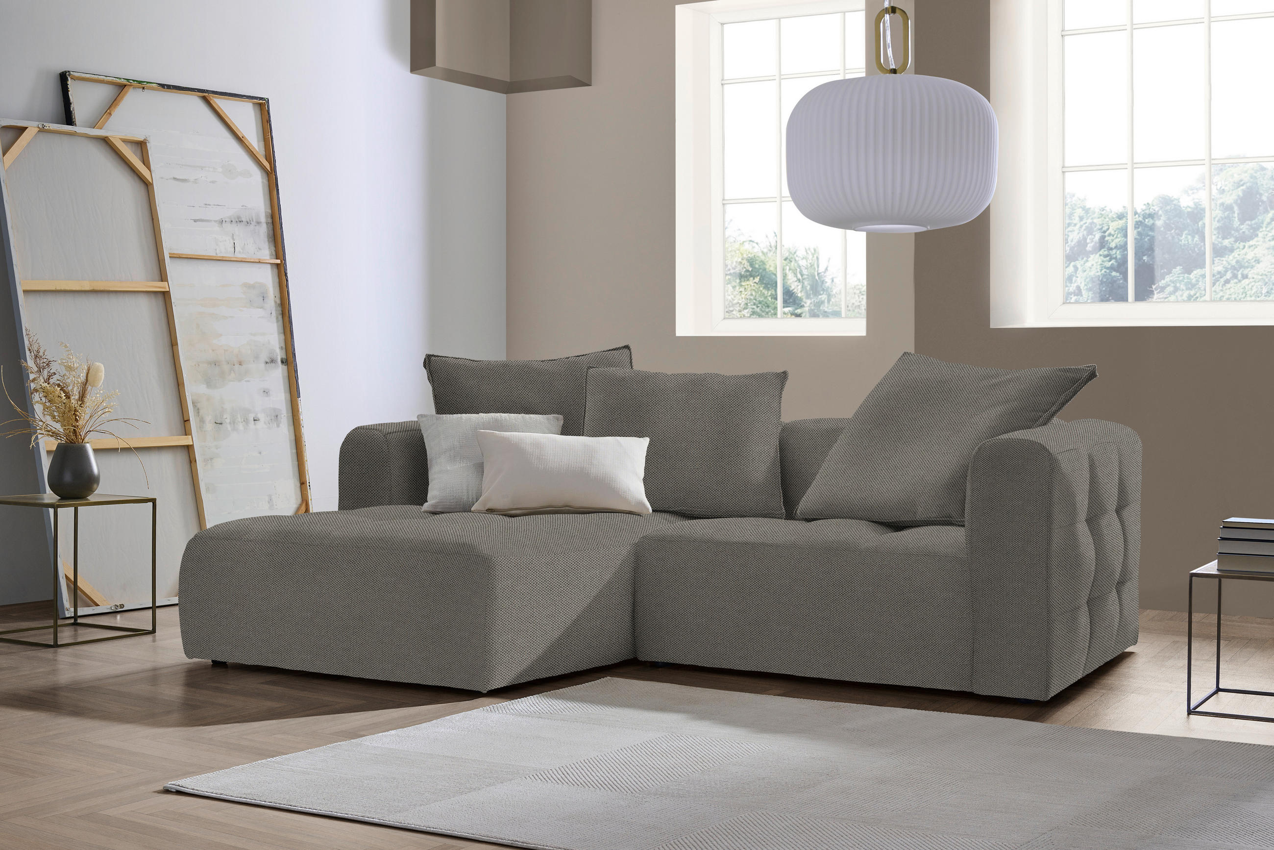 ECKSOFA in Webstoff Grau  - Schwarz/Grau, Modern, Kunststoff/Textil (173/240cm) - Stylife