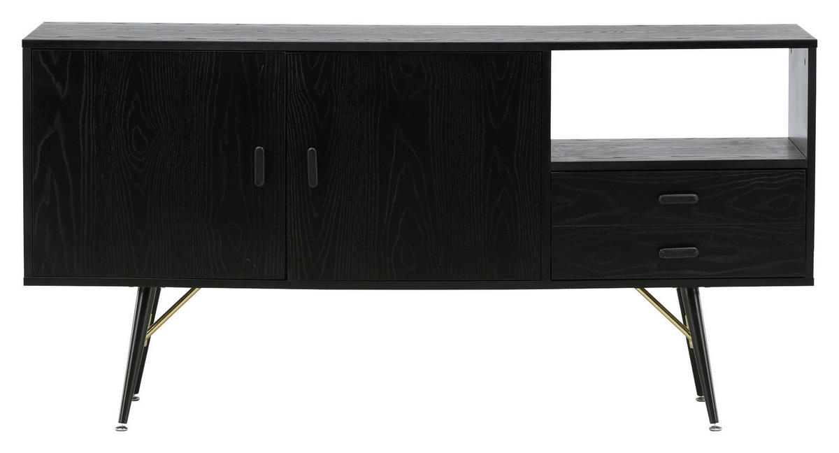 LOWBOARD  in 160/80/46 cm  - Schwarz, Design, Holzwerkstoff/Metall (160/80/46cm) - Livetastic