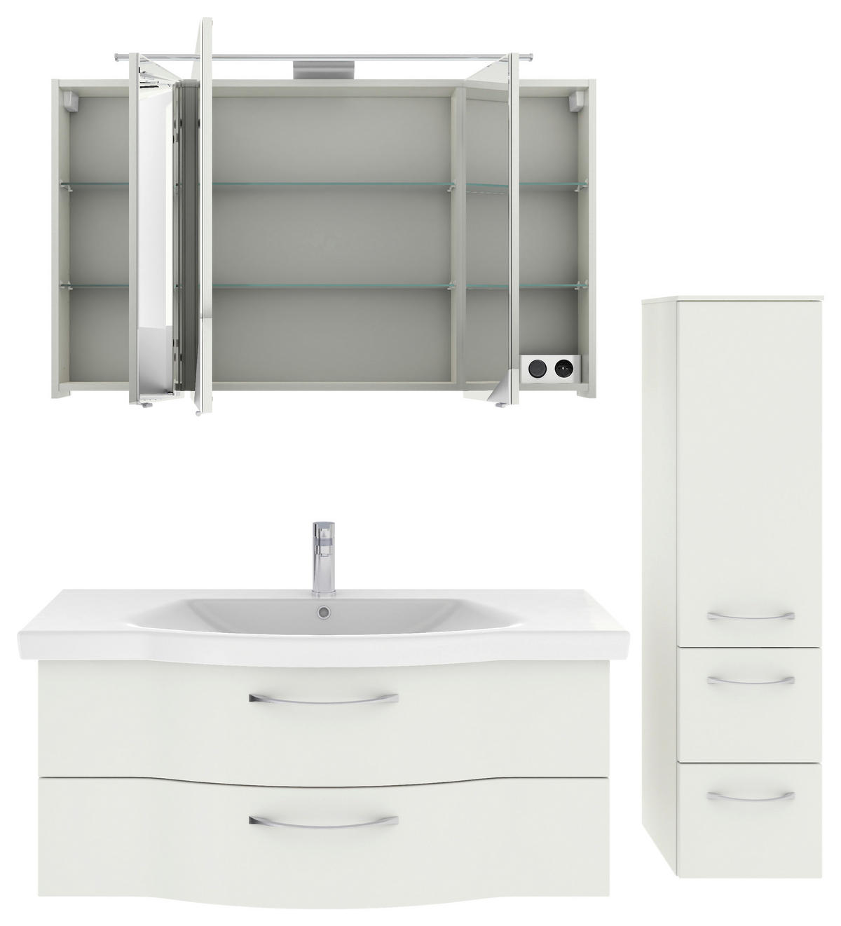 BADEZIMMER 4-teilig  in 152 cm  - Chromfarben/Weiß Hochglanz, KONVENTIONELL, Glas/Keramik (152cm) - Pelipal