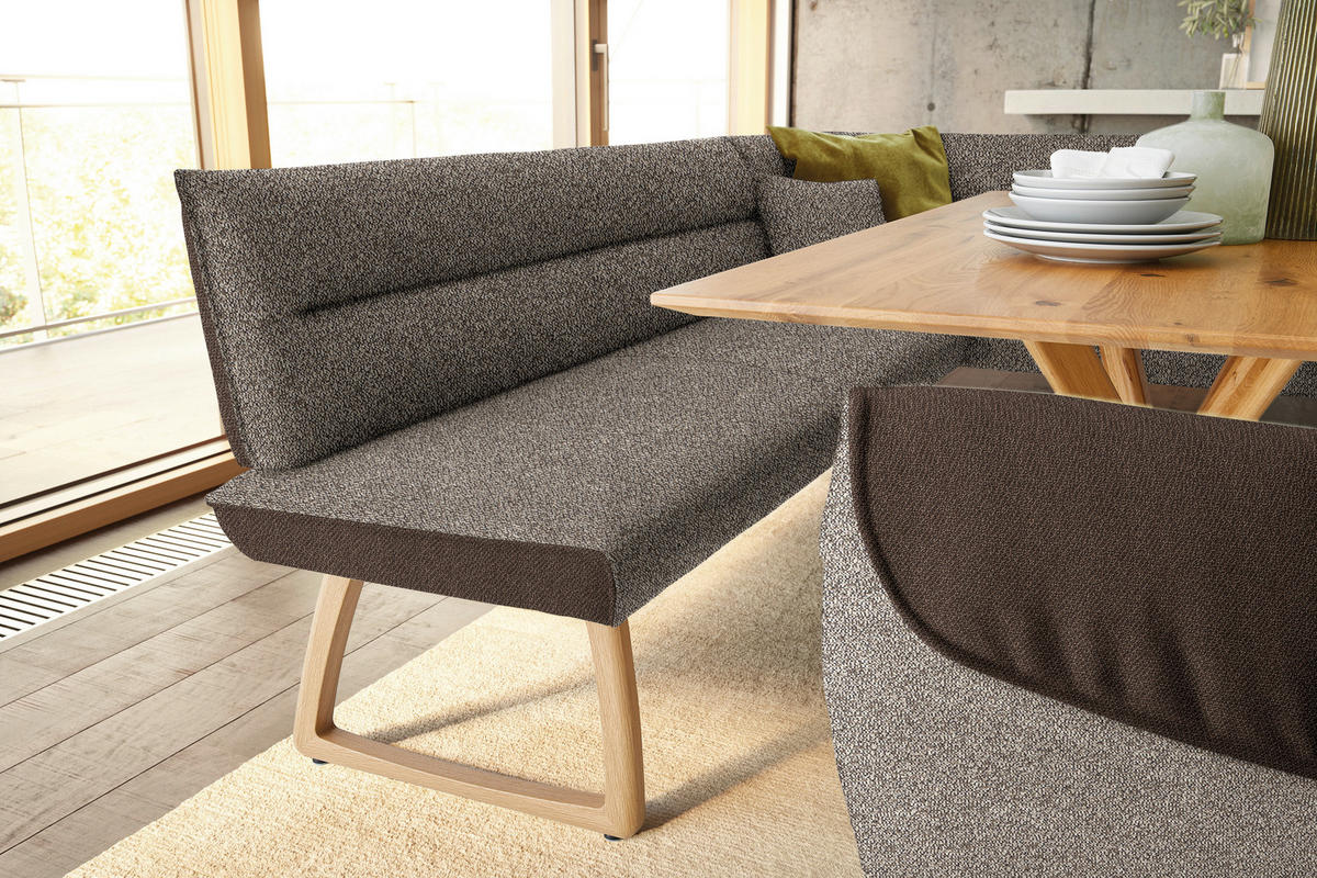 ECKBANK 162/237 cm  in Braun, Hellbraun  - Hellbraun/Eichefarben, Design, Holz/Textil (162/237cm) - Koinor