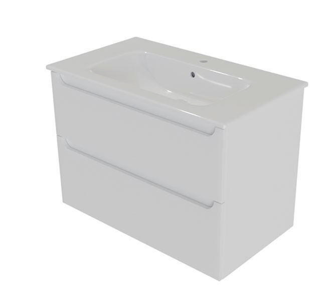 KOMBI UMIVAONIK  bijela visoki sjaj  - bijela visoki sjaj, Basics, drvo/keramika (81/46,5/58cm)