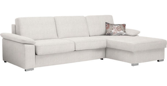 ECKSOFA in Flachgewebe Creme  - Chromfarben/Creme, KONVENTIONELL, Textil/Metall (285/176cm) - Novel