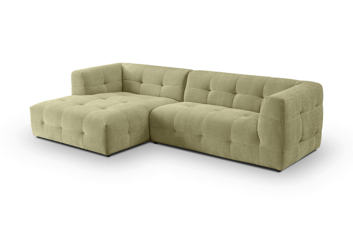 ECKSOFA TENSO Grün Flachgewebe  - Beige/Schwarz, Basics, Kunststoff/Textil (161/292cm) - MID.YOU