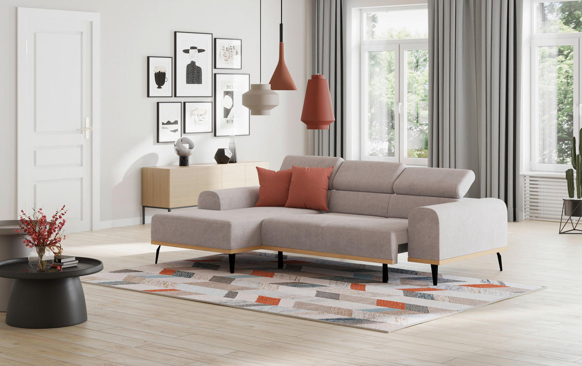 ECKSOFA Grau Mikrofaser  - Schwarz/Grau, KONVENTIONELL, Textil/Metall (157/244cm) - Cotta