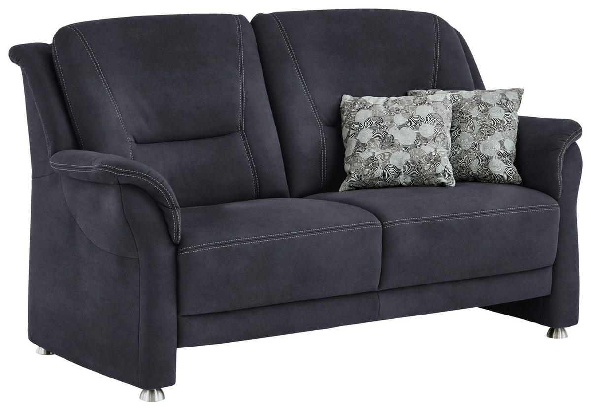 2,5-SITZER in Mikrofaser Dunkelblau  - Beige/Alufarben, KONVENTIONELL, Textil/Metall (172/100/89cm) - Beldomo Comfort