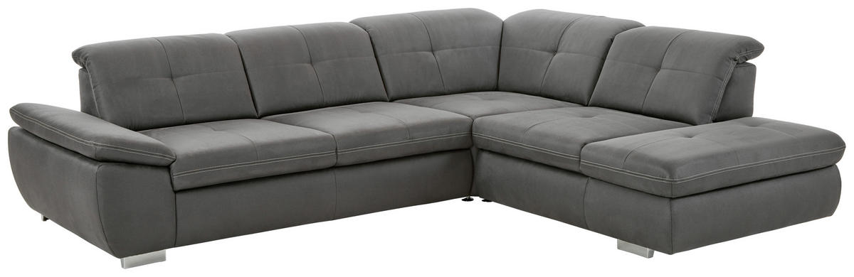 ECKSOFA Dunkelgrau Mikrofaser  - Dunkelgrau/Beige, Design, Textil/Metall (318/260cm) - Beldomo Speed