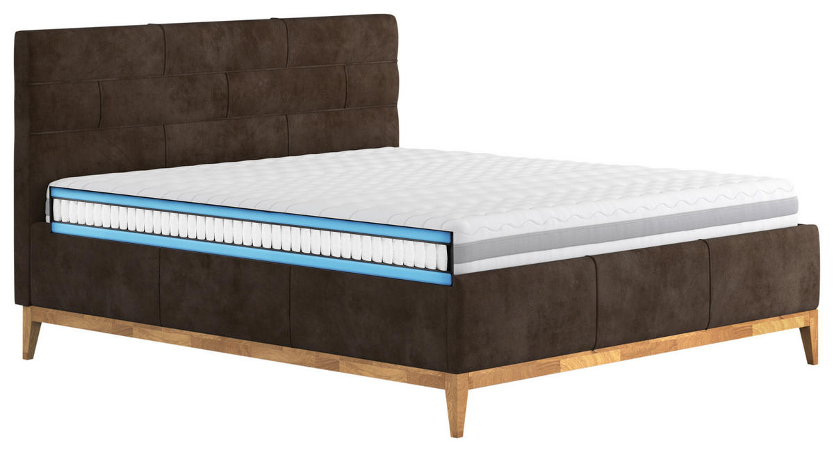 POLSTERBETT 160/200 cm  in Braun  - Weiss/Eichefarben, Modern, Holz/Holzwerkstoff (160/200cm) - MID.YOU