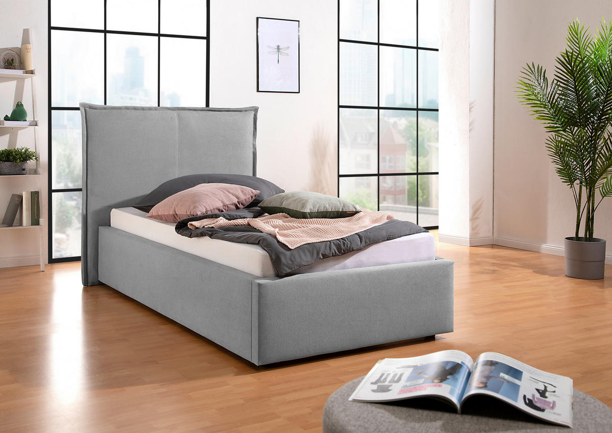 POLSTERBETT 100/200 cm,  in Grau,  - Schwarz/Grau, MODERN, Kunststoff/Textil (100/200cm) - Livetastic