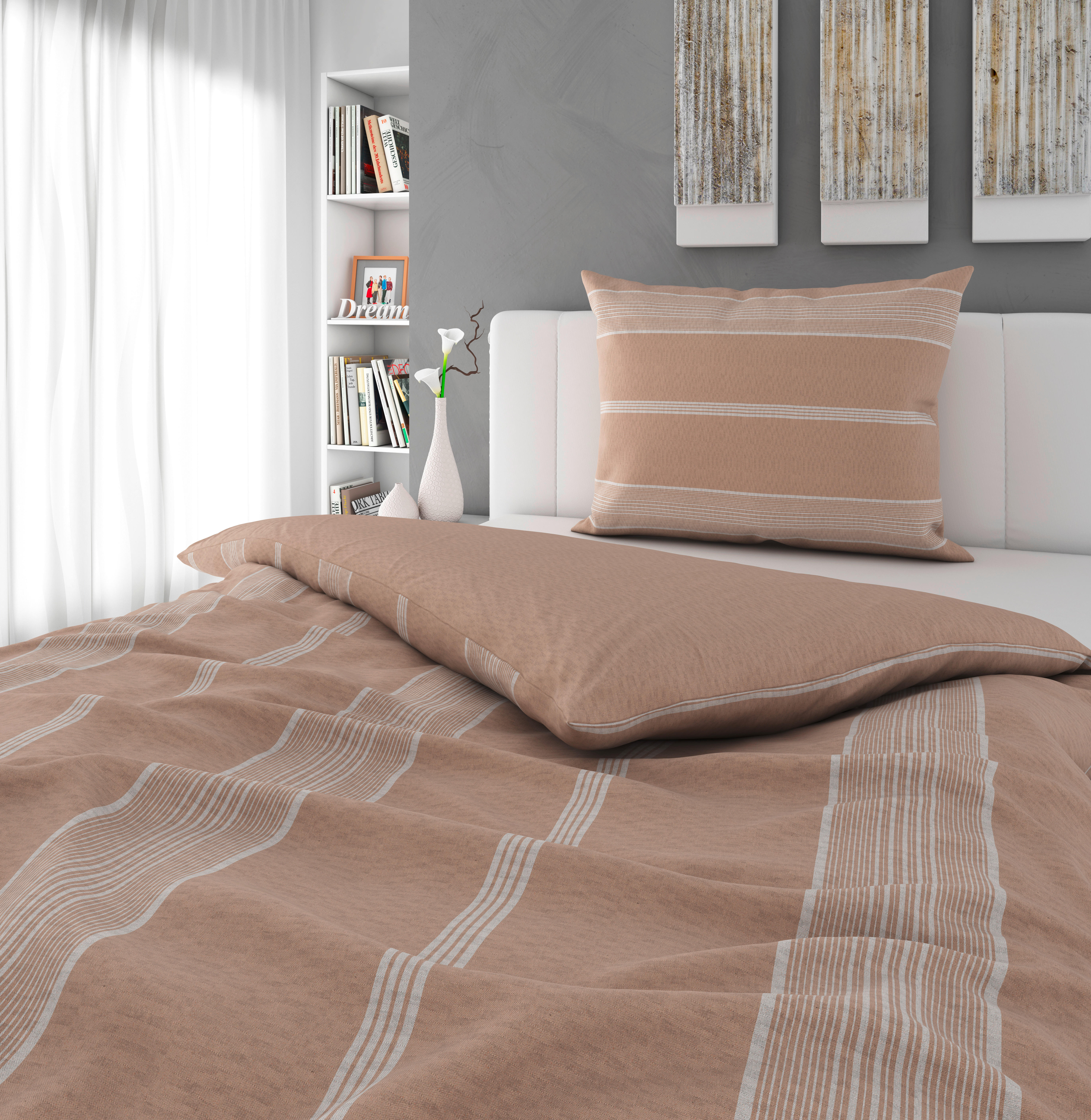 POVLEČENÍ, flanel, pískové barvy, 140/200 cm - pískové barvy, Konvenční, textil (140/200cm) - Esposa