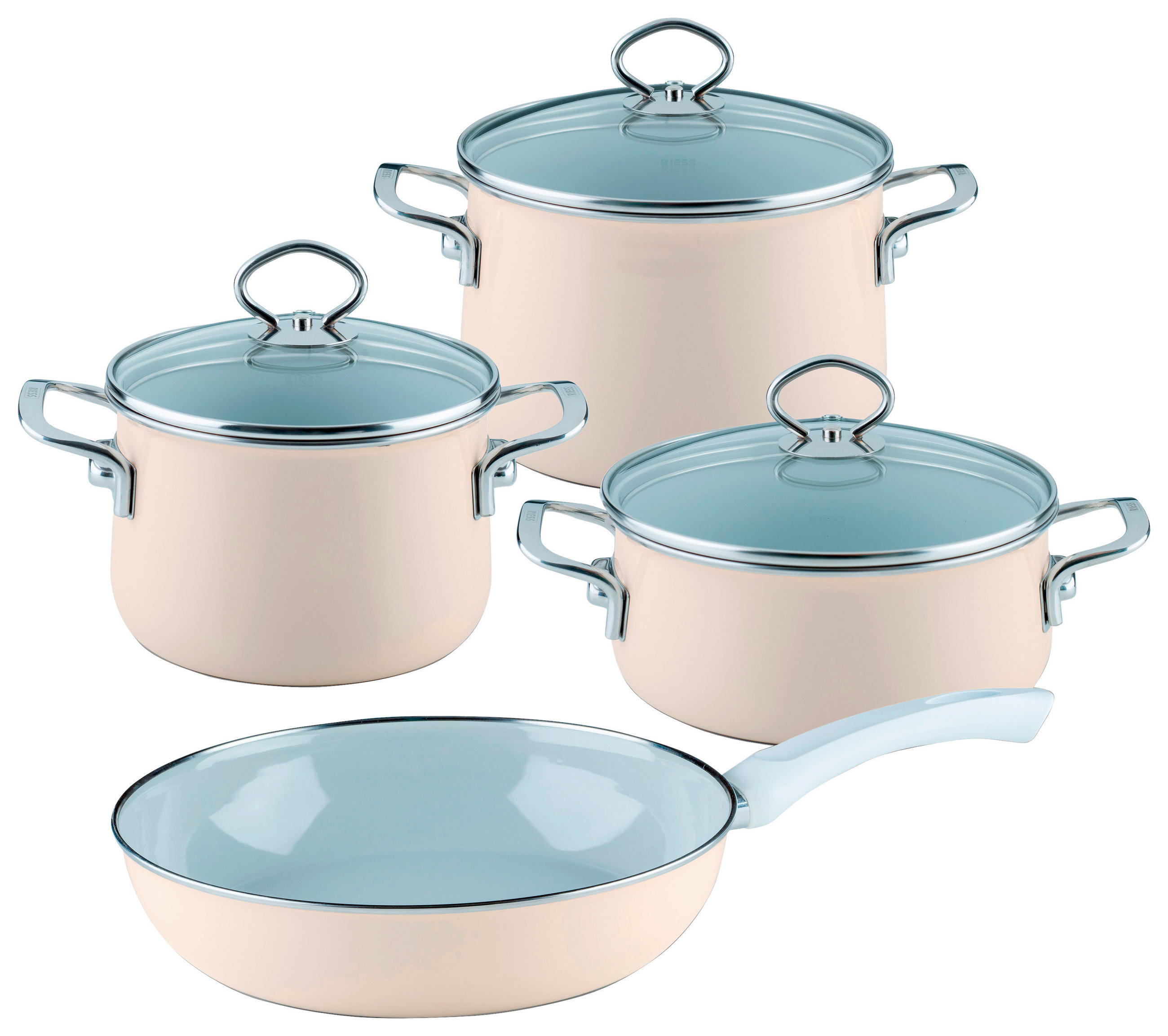 Kochtopfset Avorio 7-teilig  - Beige, Basics, Glas/Metall (48,5/28,5/24cm) - Riess