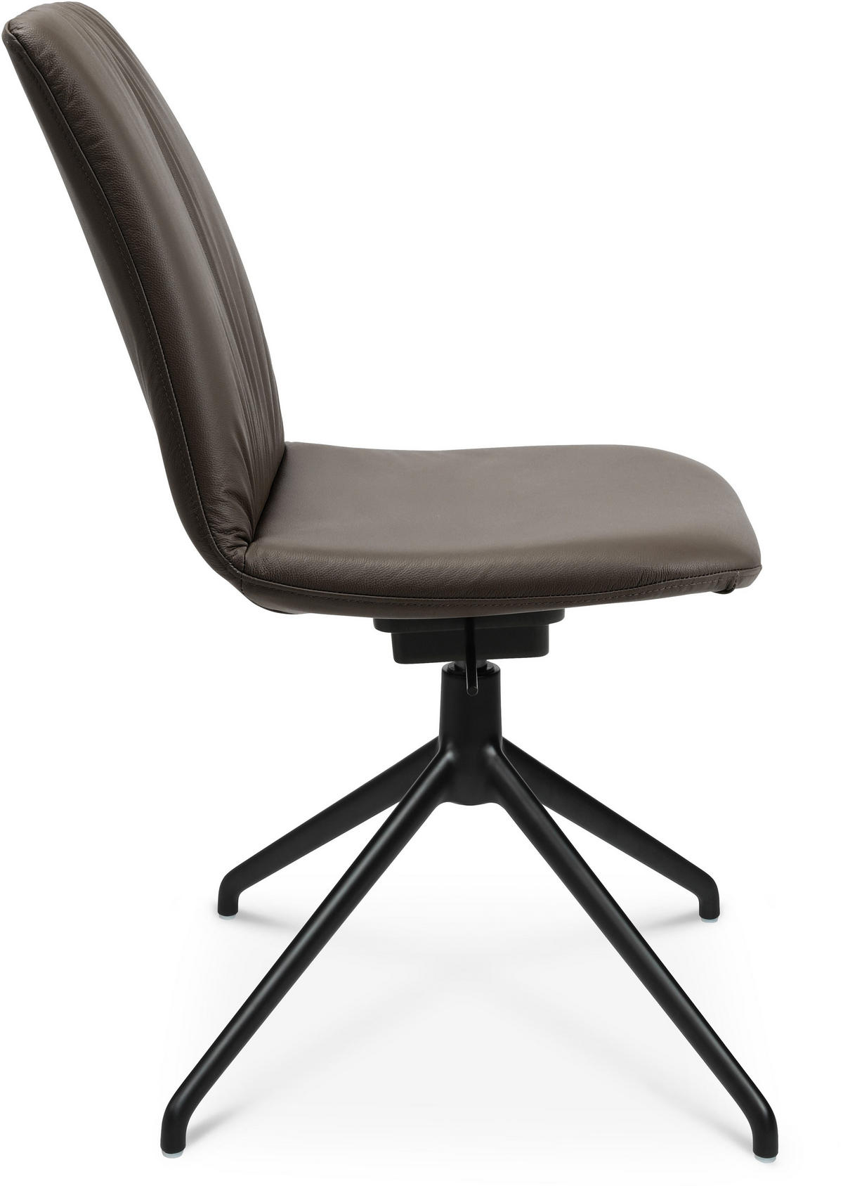 STUHL Echtleder Braun, Schwarz  - Schwarz/Braun, Design, Leder/Metall (46/81,5-84,5/55cm) - Johann Jakob