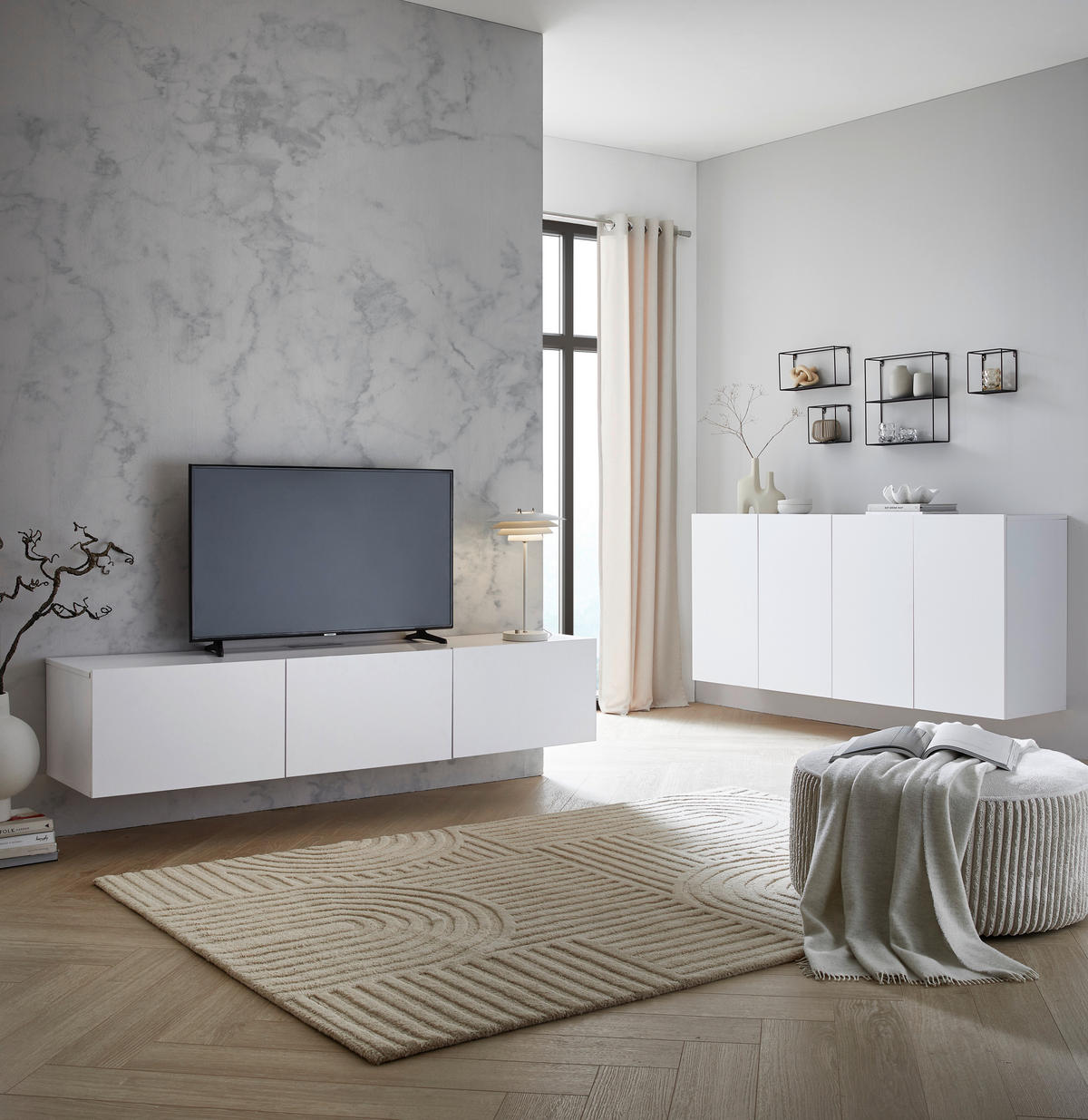 KOMODA, bela  - bela, Moderno, leseni material (180/80/42cm) - Hom`in