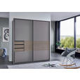 SCHWEBETÜRENSCHRANK  in Grau, Eichefarben, Sahara  - Eichefarben/Schwarz, KONVENTIONELL, Holzwerkstoff/Metall (180/198/65cm) - Carryhome
