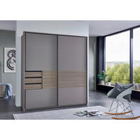 SCHWEBETÜRENSCHRANK 180/198/65 cm 2-türig Grau, Eichefarben, Sahara  - Eichefarben/Schwarz, KONVENTIONELL, Holzwerkstoff/Metall (180/198/65cm) - Boxxx
