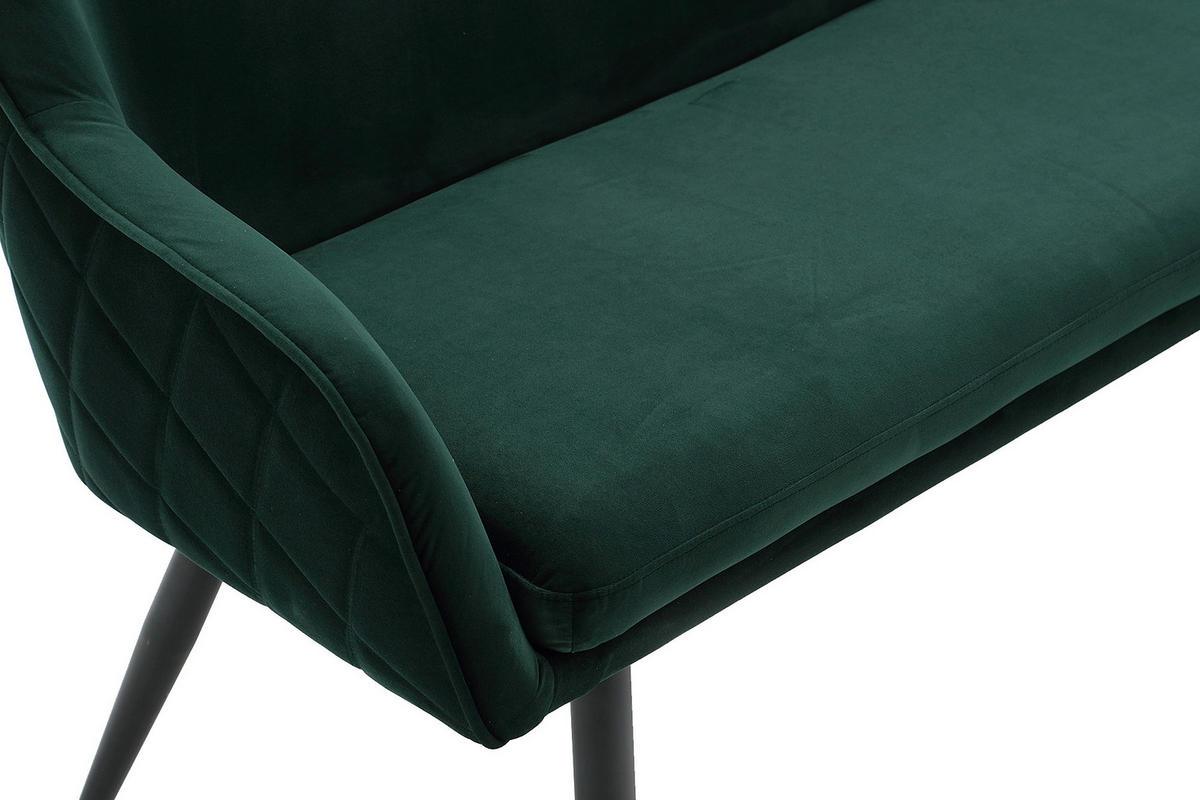 SITZBANK 160/85/61 cm Samt Waldgrün Metall  - Waldgrün/Schwarz, MODERN, Textil/Metall (160/85/61cm) - Livetastic