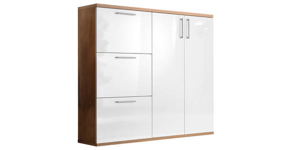 SCHUHSCHRANK 141/129/35 cm - Chromfarben/Eichefarben, Design, Holz/Holzwerkstoff (141/129/35cm) - Moderano
