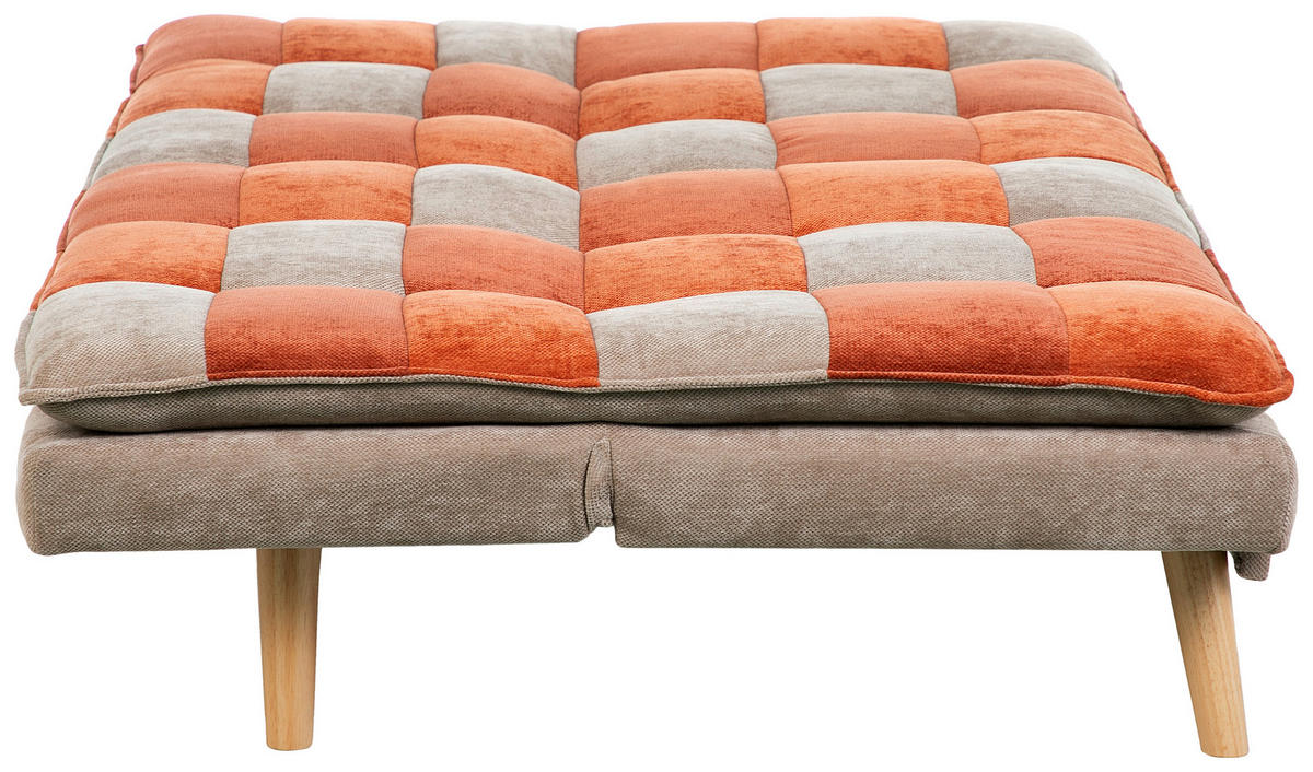 SCHLAFSOFA Chenille Orange, Hellbraun, Dunkelorange  - Hellbraun/Dunkelorange, Design, Holz/Textil (180/77/91cm) - MID.YOU