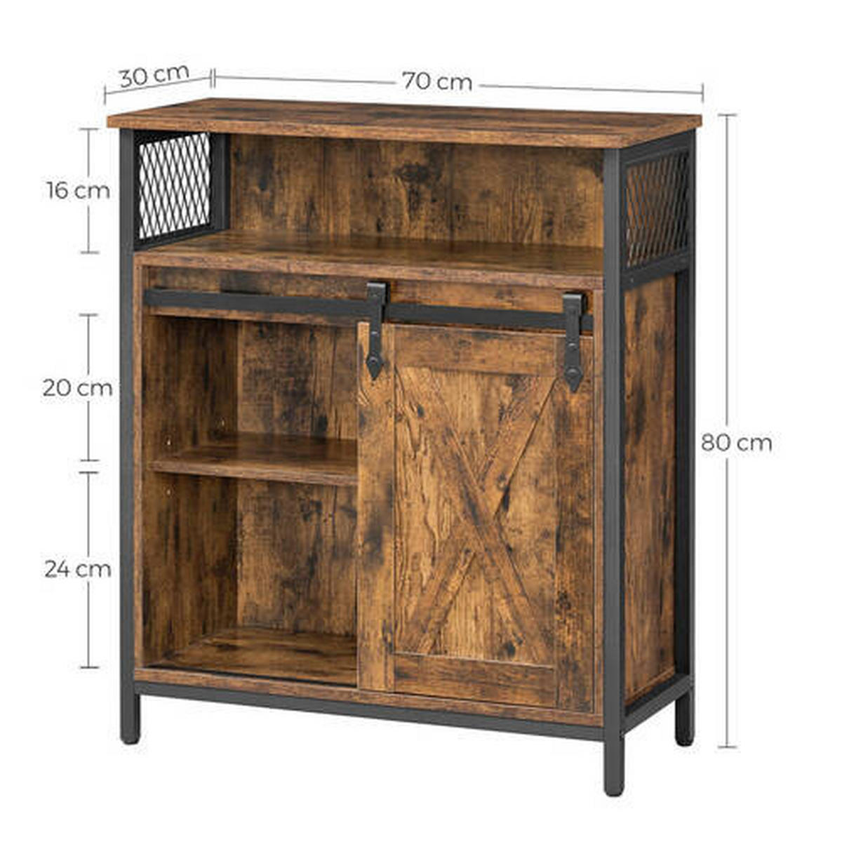 KOMMODE  in 70/80/30 cm  - Schwarz/Braun, Trend, Holzwerkstoff/Metall (70/80/30cm) - Boxxx