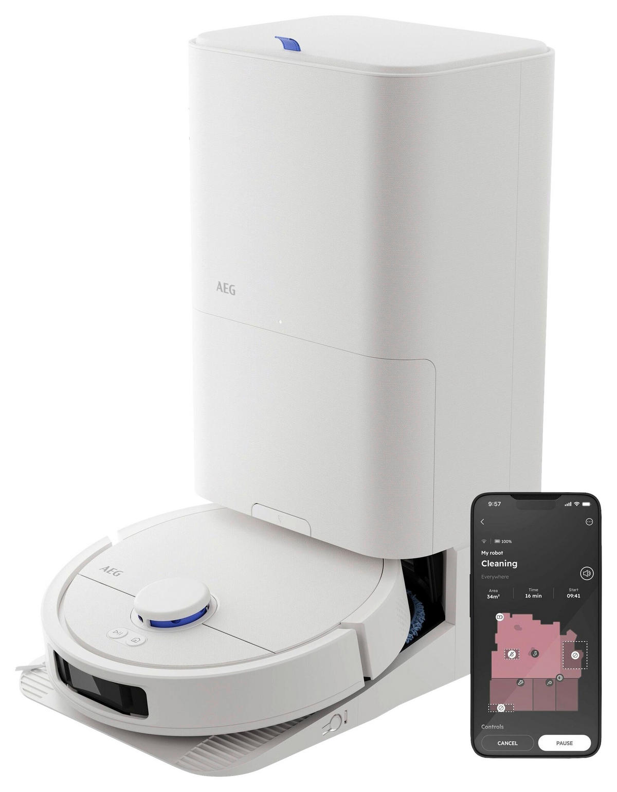 STAUBSAUGERROBOTER AR81UW3SW All-in-One-Station  - Weiß, Basics, Kunststoff (35/60/48cm) - AEG