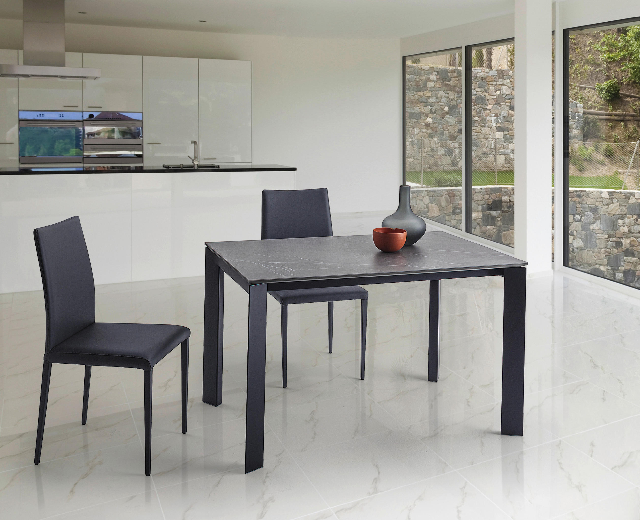 ESSTISCH in Metall, Keramik 120-180/80/75 cm  - Dunkelgrau/Schwarz, Design, Keramik/Metall (120-180/80/75cm) - Novel
