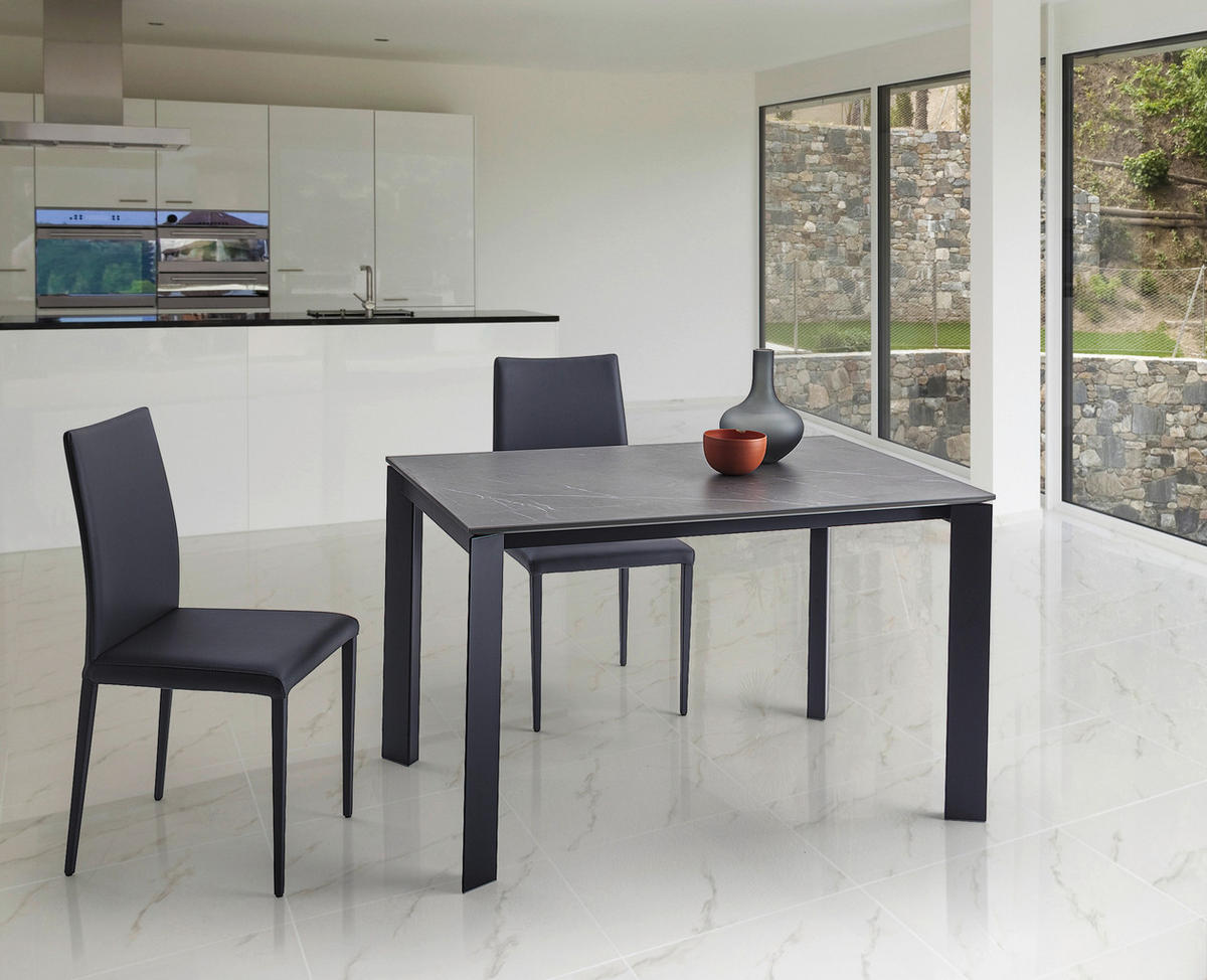 ESSTISCH in Metall, Keramik 120-180/80/75 cm  - Dunkelgrau/Schwarz, Design, Keramik/Metall (120-180/80/75cm) - Novel