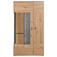 VITRINE in Eiche Artisan, Grau  - Dunkelgrau/Eiche Artisan, Design, Glas/Holzwerkstoff (93,7/170,8/37,2cm) - SetOne by Musterring