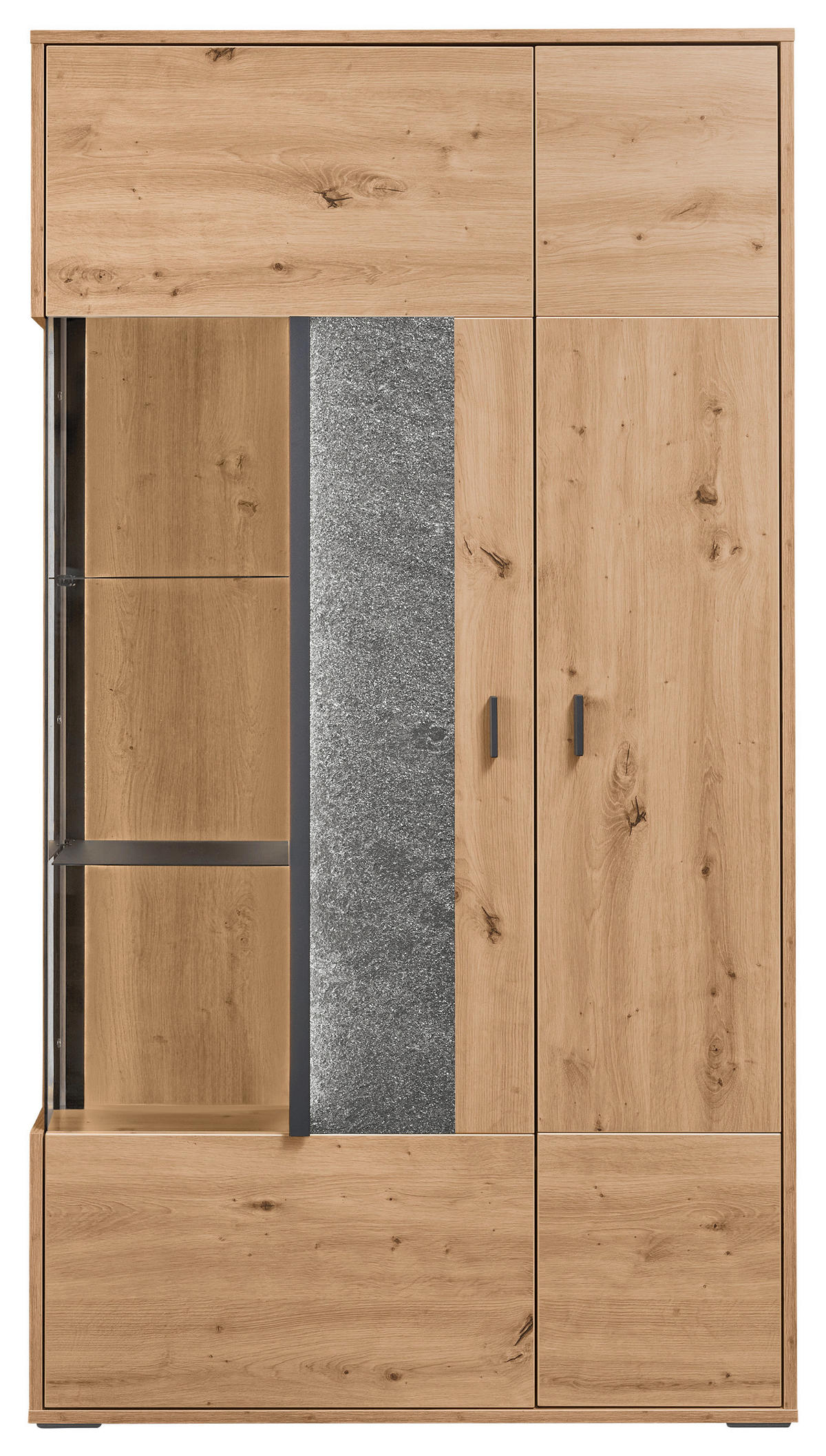 VITRINE in Eiche Artisan, Grau  - Dunkelgrau/Eiche Artisan, Design, Glas/Holzwerkstoff (93,7/170,8/37,2cm) - SetOne by Musterring