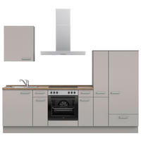 KÜCHENBLOCK 270 cm   in Grau, Eiche dunkel  - Eiche dunkel/Edelstahlfarben, MODERN, Holzwerkstoff/Metall (270cm) - Nobilia