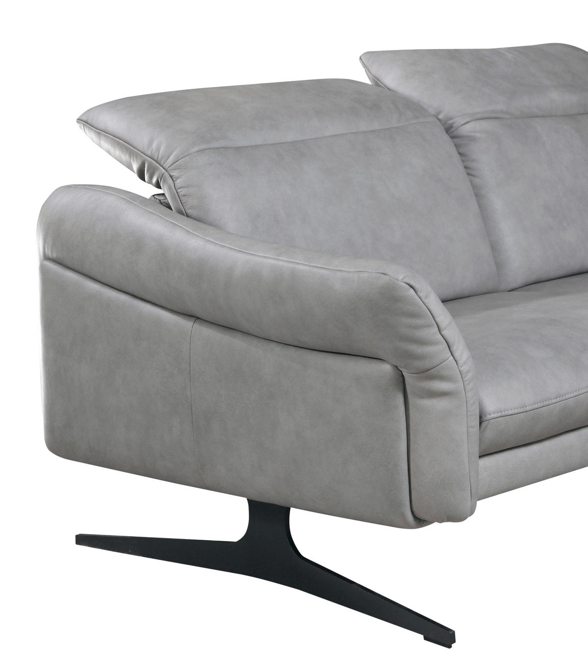 SEDEŽNA GARNITURA, pravo usnje siva  - siva/antracit, Design, kovina/usnje (285/203cm) - Himolla