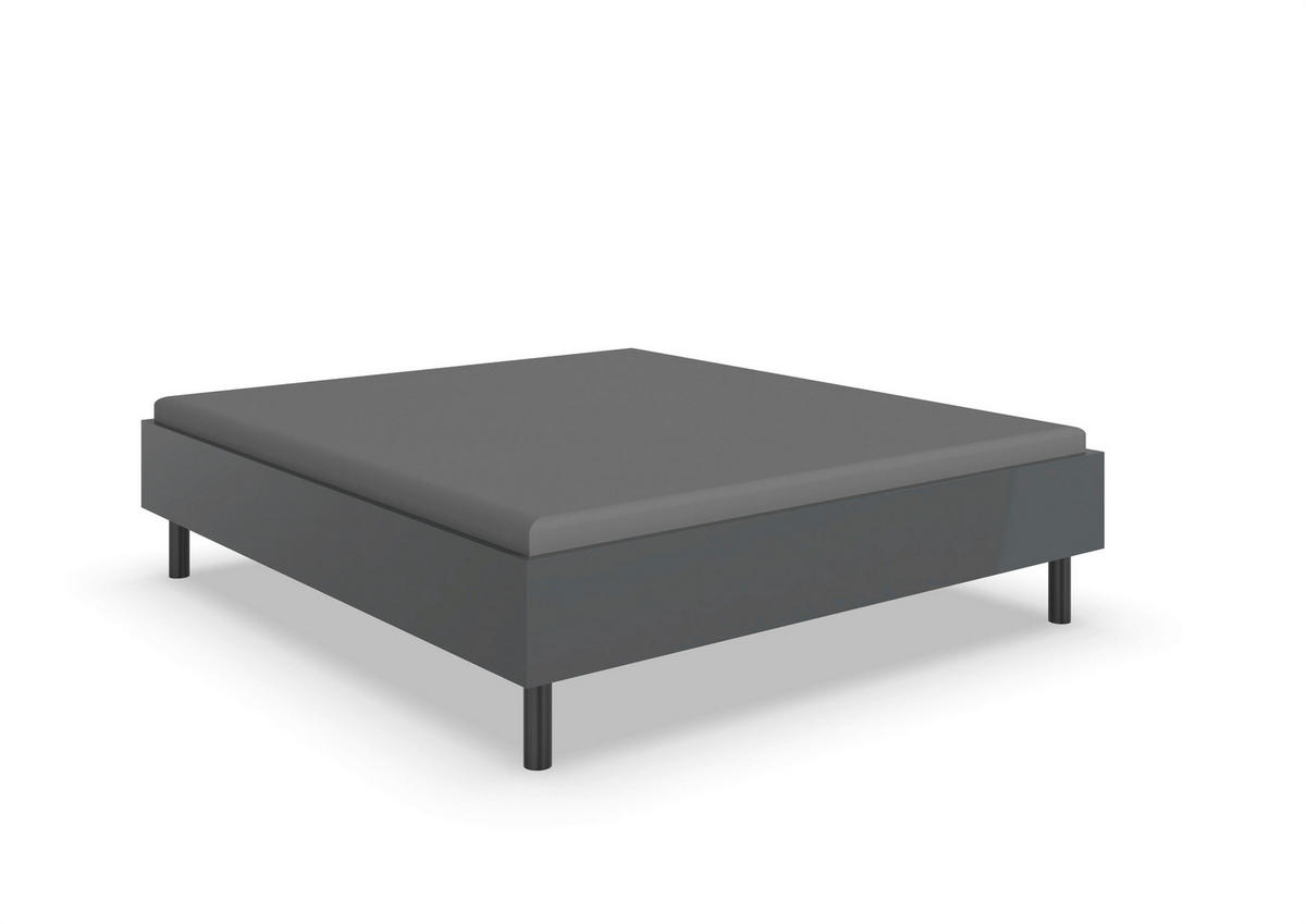 ÁGY 180/200 cm  grafitszürke  - grafitszürke/fekete, Basics, faalapú anyag/textil (180/200cm) - Hom`in