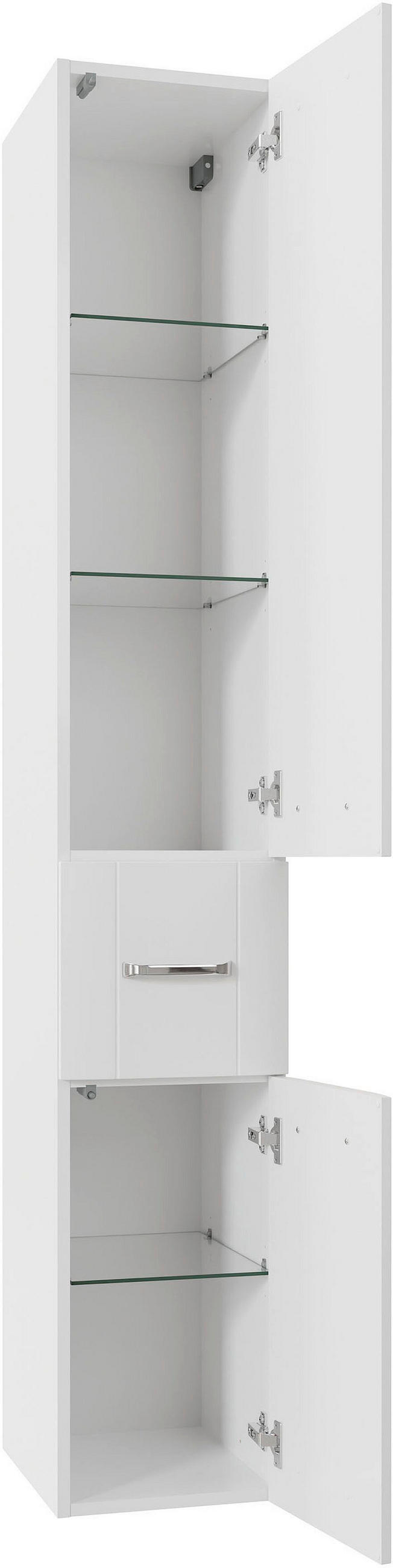 HOCHSCHRANK 30/182/38 cm  - Chromfarben/Weiß Hochglanz, MODERN, Glas/Holzwerkstoff (30/182/38cm) - Sadena