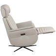 RELAXSESSEL Argo Echtleder Relaxfunktion, Kopfteilverstellung, Rücken echt    - Hellgrau, Design, Leder (71/110/80cm) - Novel