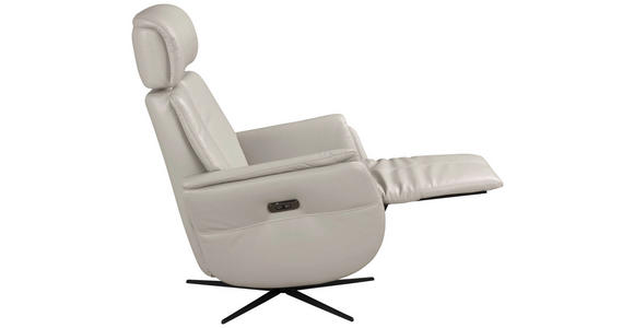 RELAXSESSEL Argo Echtleder Relaxfunktion, Kopfteilverstellung, Rücken echt    - Hellgrau, Design, Leder (71/110/80cm) - Novel