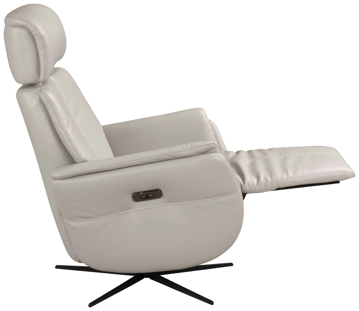 RELAXSESSEL Argo Echtleder Relaxfunktion, Kopfteilverstellung, Rücken echt    - Hellgrau, Design, Leder (71/110/80cm) - Novel