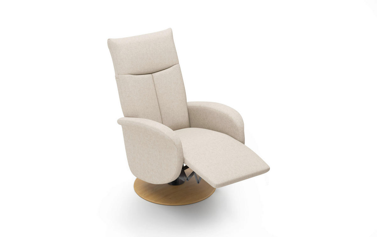 RELAXSESSEL Flachgewebe Kopfteilverstellung, Rücken echt    - Eichefarben/Creme, KONVENTIONELL, Holzwerkstoff/Textil (75/112/82cm) - Sit & More