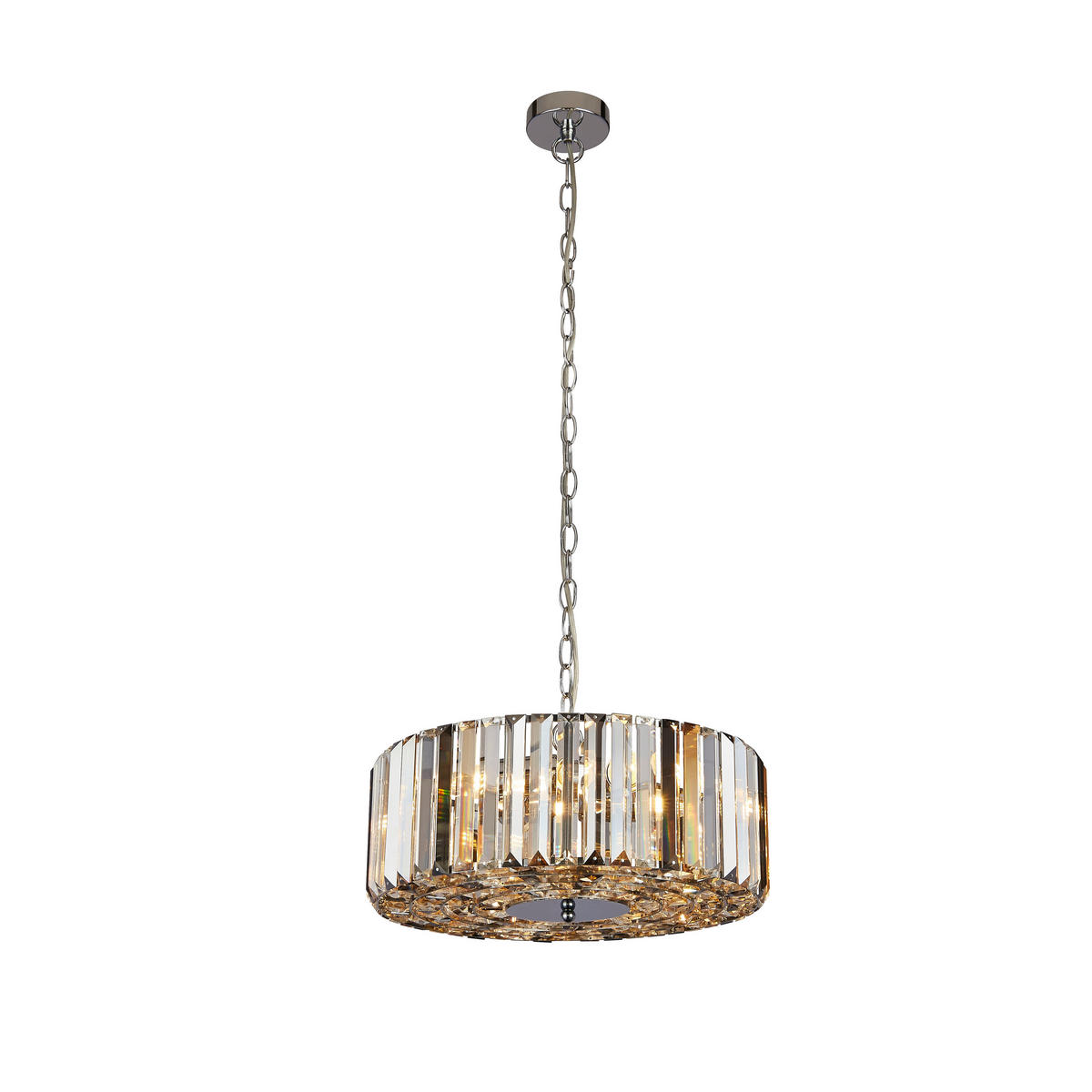 HÄNGLAMPA Chapeau 50/132 cm  - kromfärg/bärnstensfärgad, Klassisk, metall/glas (50/132cm)