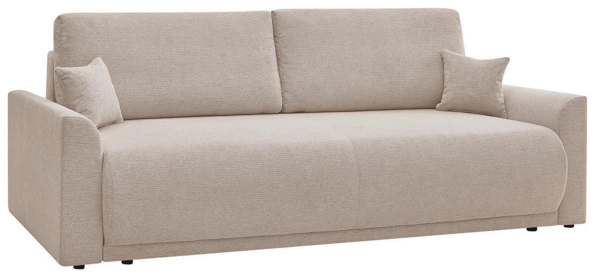 SCHLAFSOFA KIMMY Struktur Beige  inkl. Zierkissen, Rückenkissen, Bettkasten  - Beige/Schwarz, Design, Kunststoff/Textil (234/90/103cm) - P & B