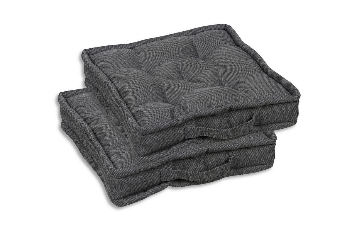 GARTENSITZKISSENSET in Anthrazit Uni  - Anthrazit, Basics, Textil (40/8/40cm)