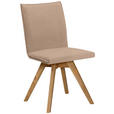 STUHL Lederlook, Mikrofaser Eichefarben, Beige Wildeiche massiv  - Eichefarben/Beige, KONVENTIONELL, Holz/Textil (60/91/61cm) - Moderano