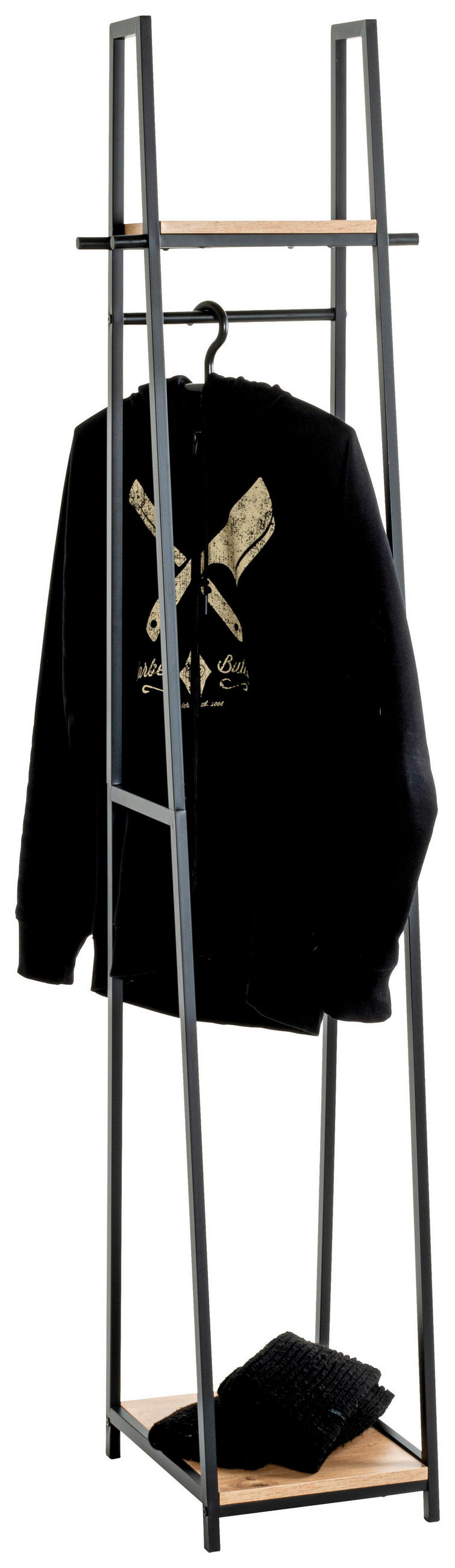 ŠATNÍ STOJAN - černá/barvy dubu, Design, kov/kompozitní dřevo (38/166/40cm) - Landscape