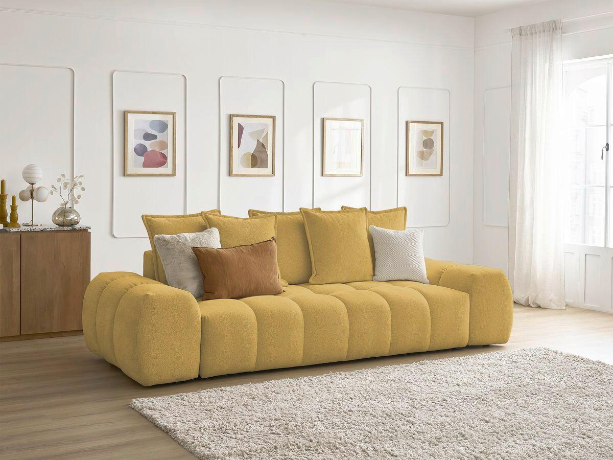 3-SITZER-SOFA EVEREST Flachgewebe Gelb  - Gelb/Schwarz, MODERN, Kunststoff/Textil (278/90/115cm)