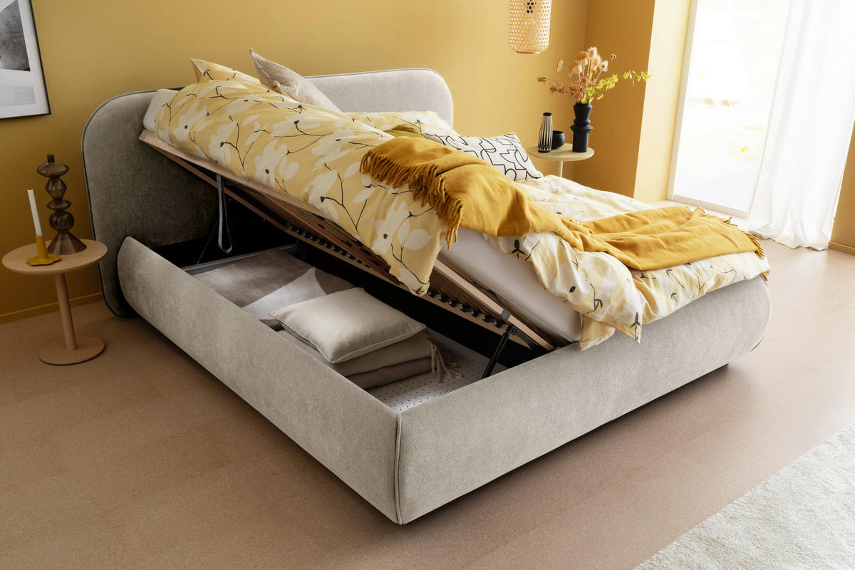 POLSTERBETT Beige 180/200 cm  - Beige, Design, Holz/Textil (180/200cm) - Schöner Wohnen