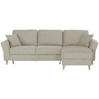 ECKSOFA in Flachgewebe Taupe  - Taupe/Eichefarben, KONVENTIONELL, Holz/Textil (265/159cm) - Carryhome