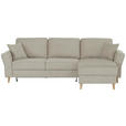 ECKSOFA in Flachgewebe Taupe  - Taupe/Eichefarben, KONVENTIONELL, Holz/Textil (265/159cm) - Carryhome