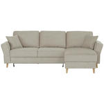 ECKSOFA in Flachgewebe Taupe  - Taupe/Eichefarben, KONVENTIONELL, Holz/Textil (265/159cm) - Carryhome