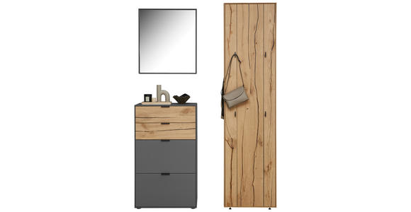 GARDEROBE 4-teilig in 128,8/205,5/37,1 cm - Design, Glas/Holz (128,8/205,5/37,1cm) - Dieter Knoll